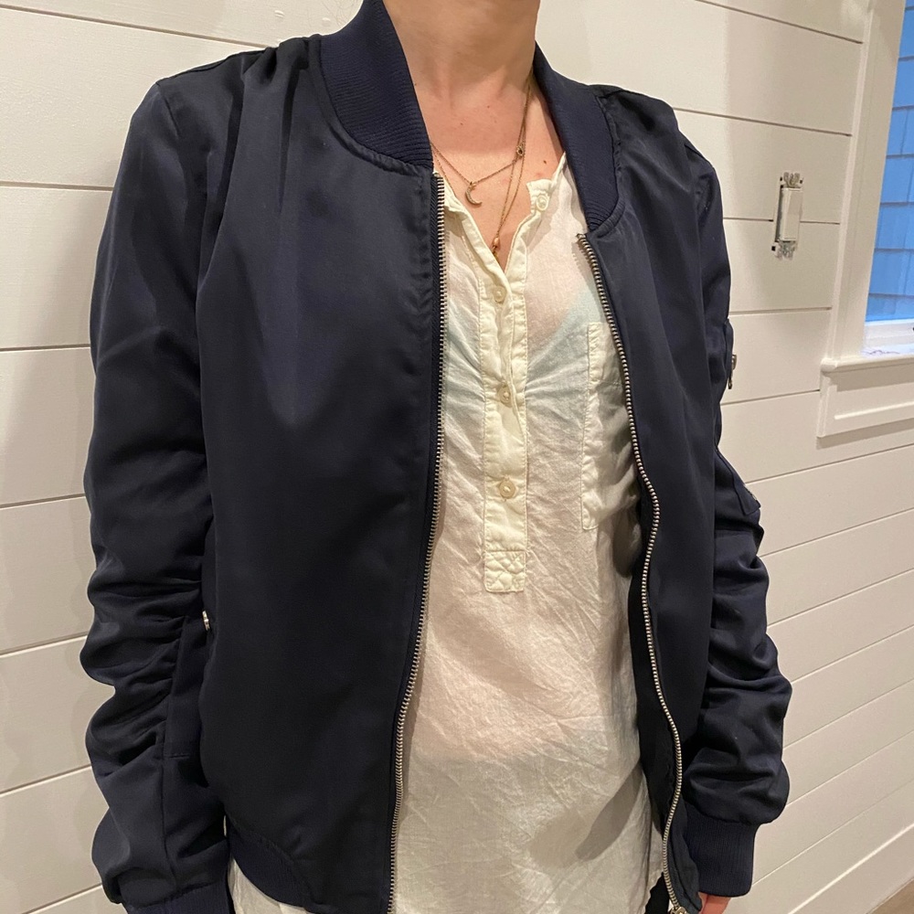 Navy blue bomber style jacket size medium